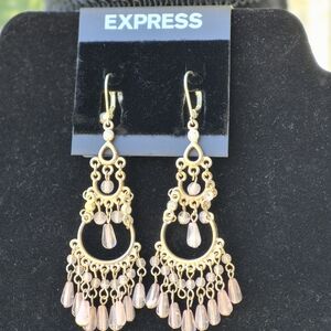 Express Elegant Silver and Pink Blush Earrings